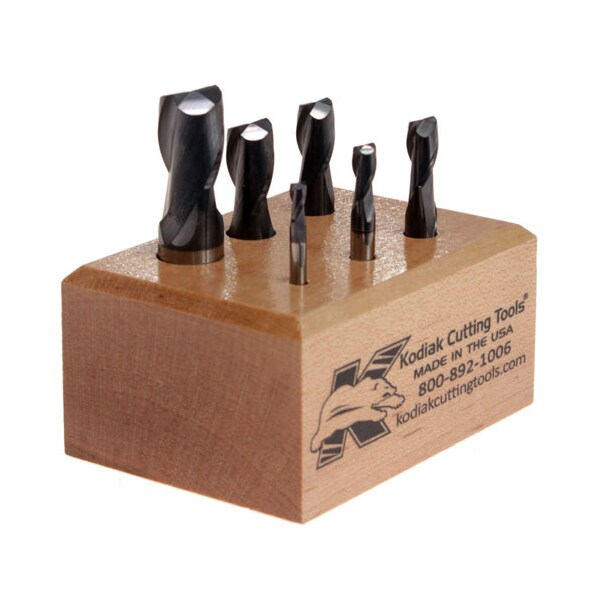 Kodiak Cutting Tools 2 Flute Stub ALTiN Coated Carbide End Mill Set, 6pc 1/8-1/2 56310026 - main